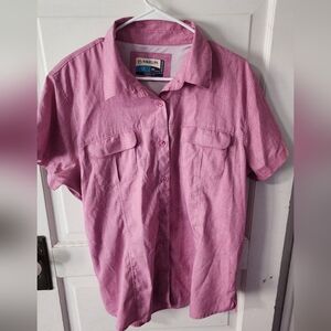 Magellan Womens Shirt Top Pink Short Sleeve Collar Moisture Wicking Fishing Xxl